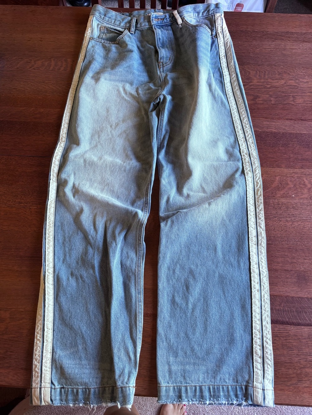 BDG Light Blue Denim Jeans with Cream Side Stripes